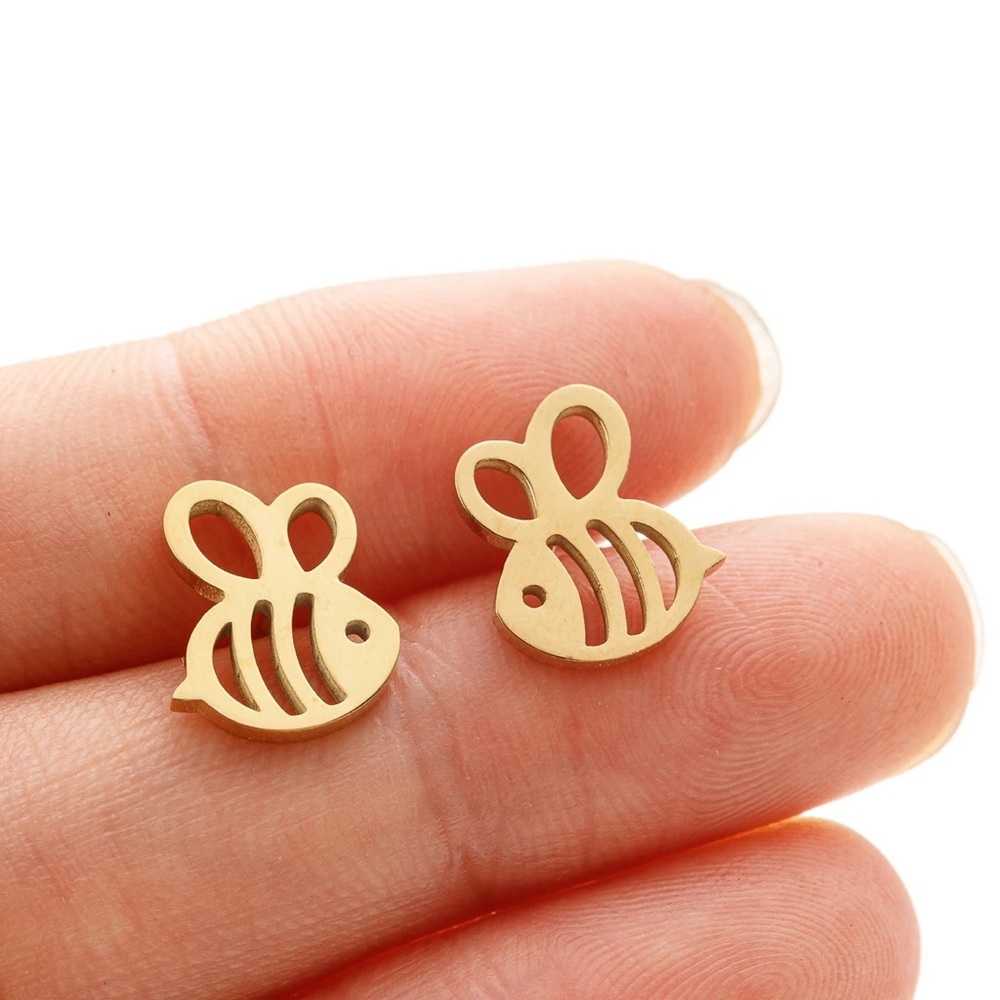 Bee Stud stainless steel Earrings. Please choose from available colors.